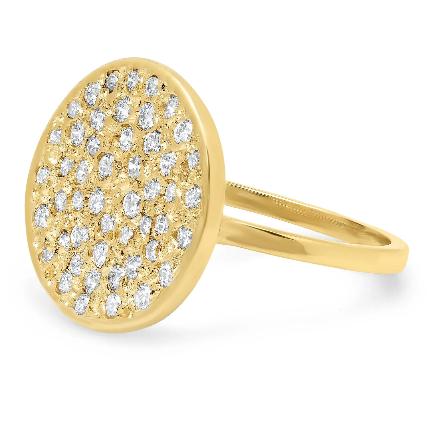 14K Diamond Disc Ring Round