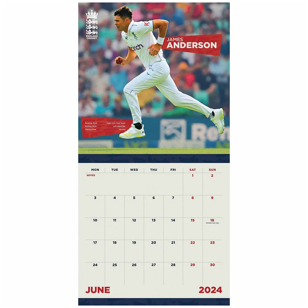 2024 England Cricket Square Calendar