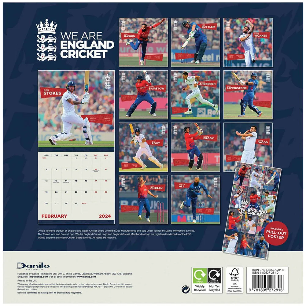 2024 England Cricket Square Calendar