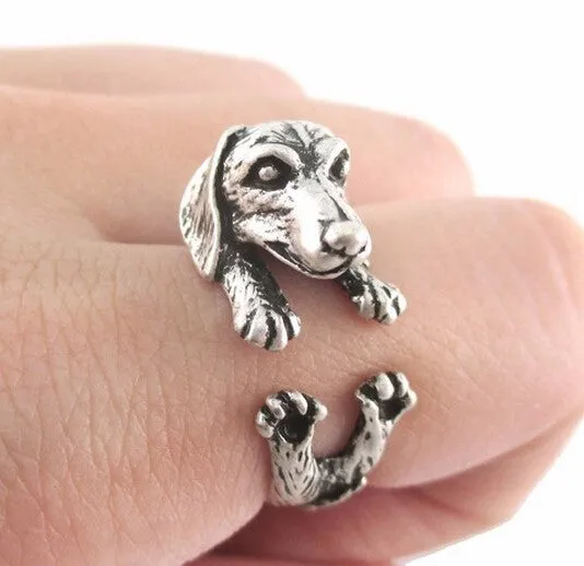 3D Dachshund Dog Wrap Adjustable Ring