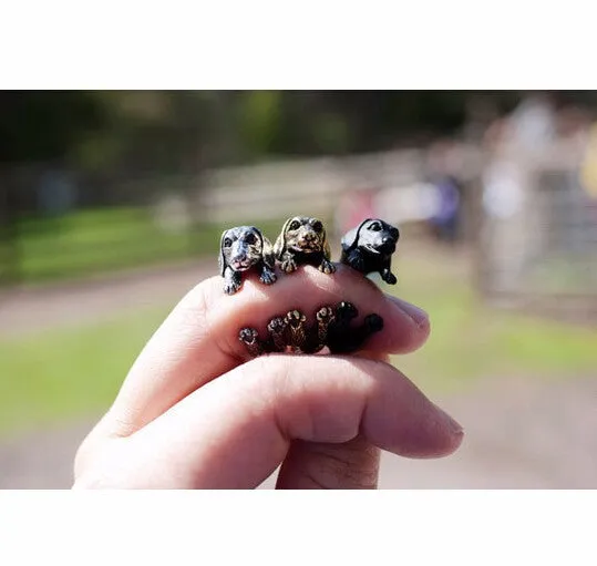 3D Dachshund Dog Wrap Adjustable Ring