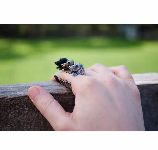 3D Dachshund Dog Wrap Adjustable Ring