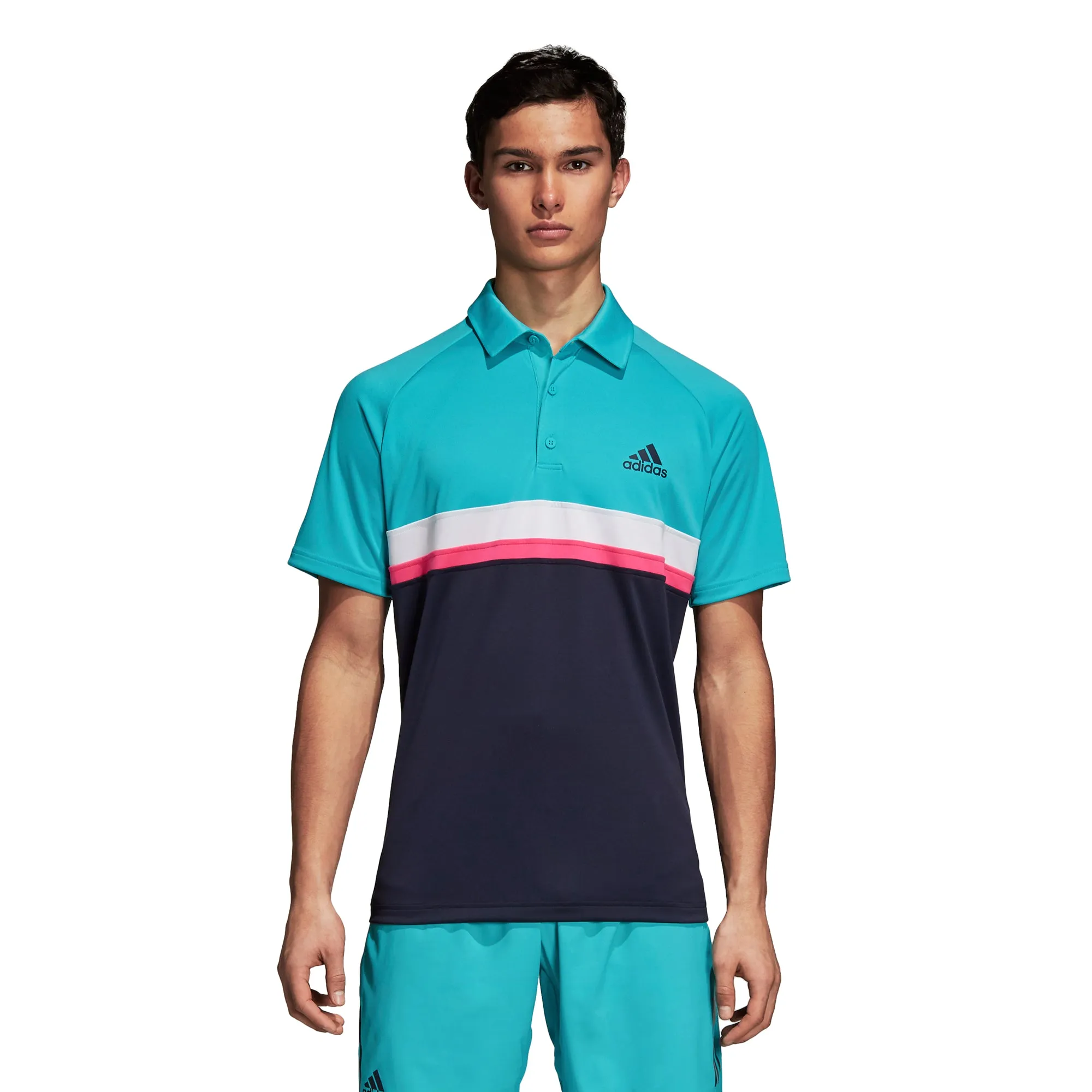 adidas Men's Polo Club - Color Block in Hi-Res Aqua - D98739