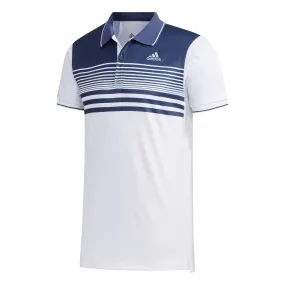 adidas Men's Polo Colorblock Pique in White/Tech Indigo - FN1452