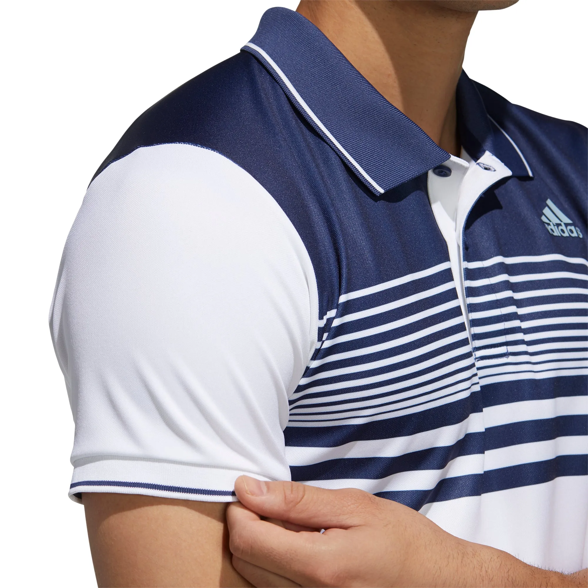 adidas Men's Polo Colorblock Pique in White/Tech Indigo - FN1452