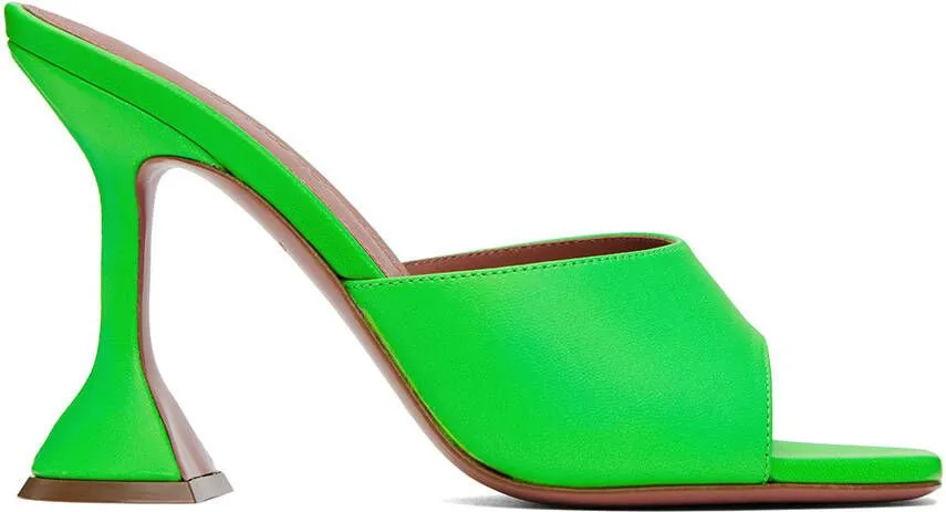 Amina Muaddi Green Lupita Slipper Heeled Sandals