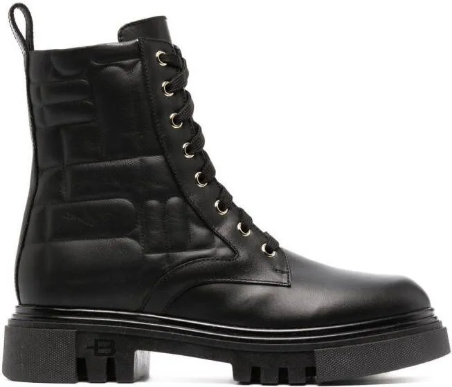 Baldinini embossed-effect combat boots Black