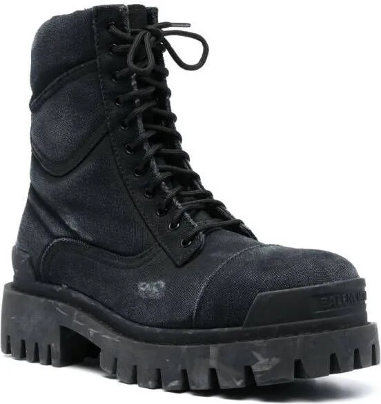 Balenciaga lace-up combat boots Black