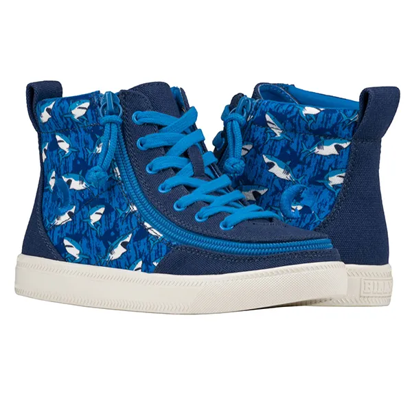 Billy Boys Toddler Hightop Zip Up Sneakers- Blue Shark