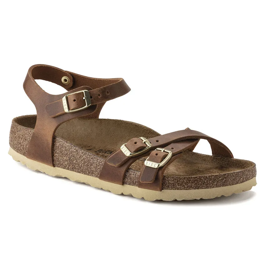 Birkenstock Women’s Kumba Oiled Leather Sandals-Cognac