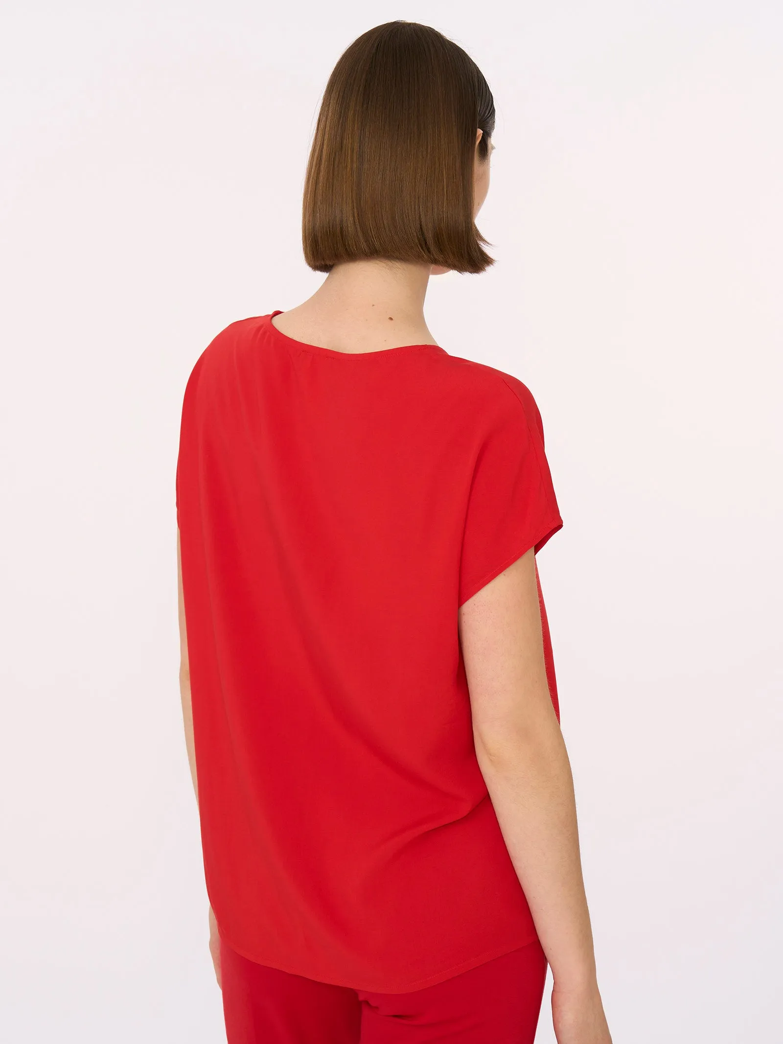 Blusa con Manica Kimono in Ecoseta - Salsa