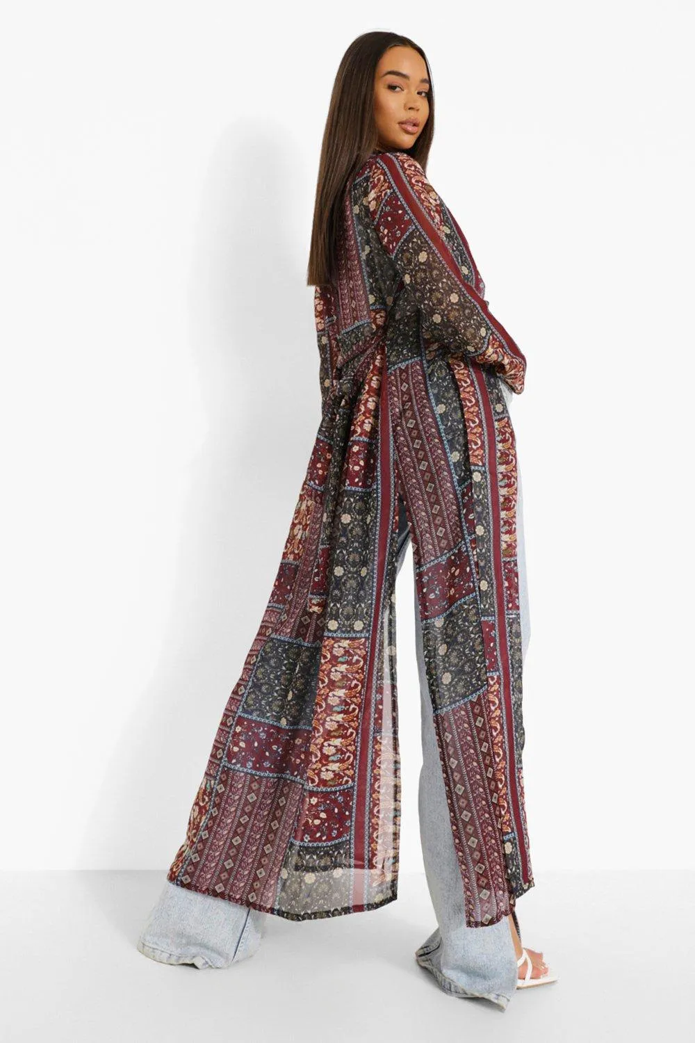 Boho Printed Belted Kimono