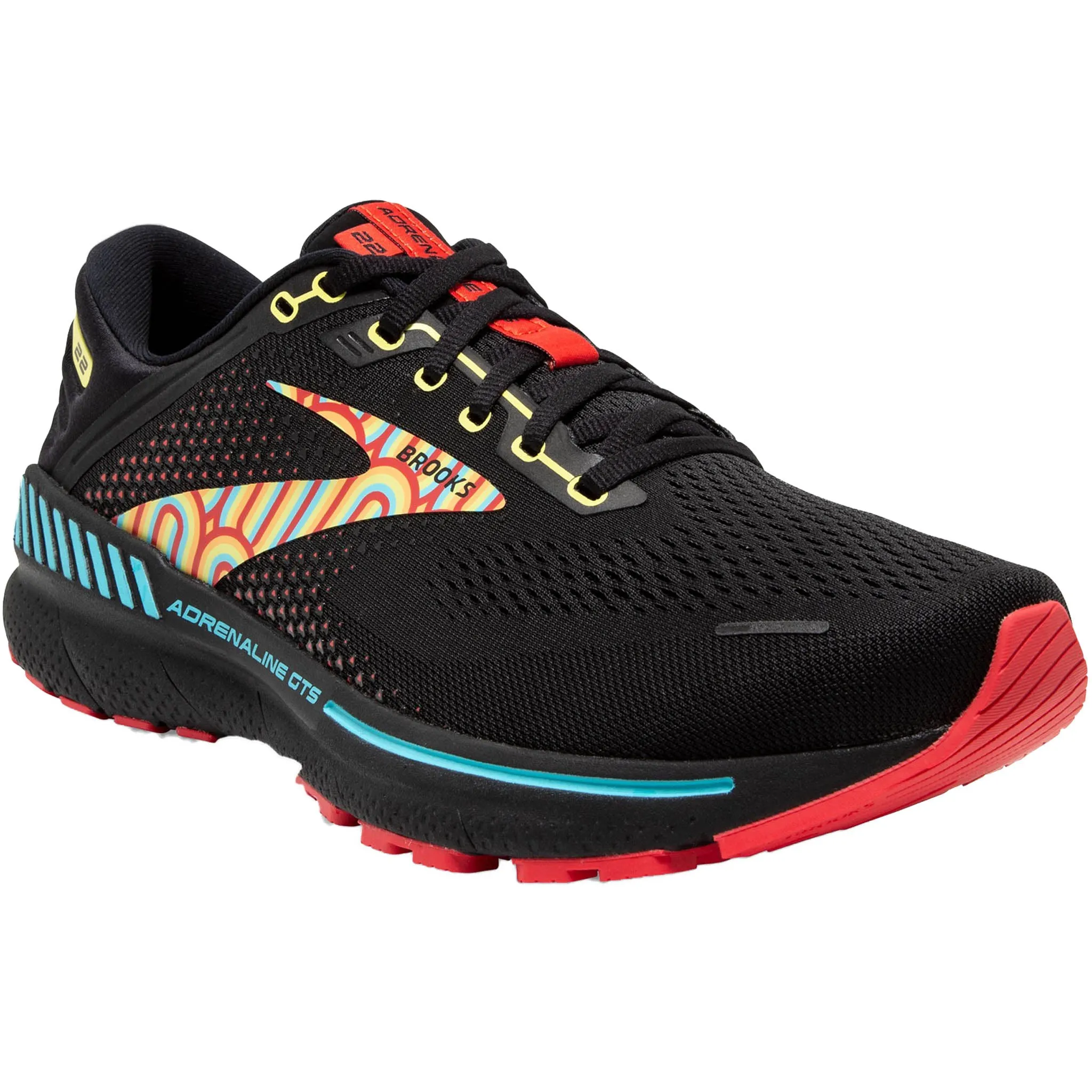 Brooks Men's 110366 086 Adrenaline GTS 22 Black Blue Bittersweet Cushion Support Running Shoes