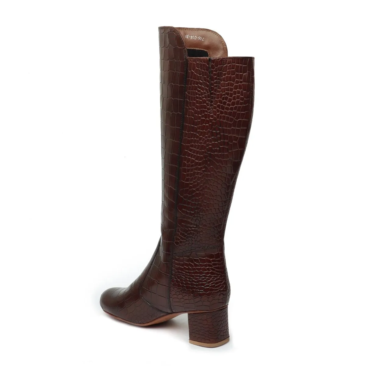 Brown Deep Cut Leather Ladies Long Boots by Brune & Bareskin