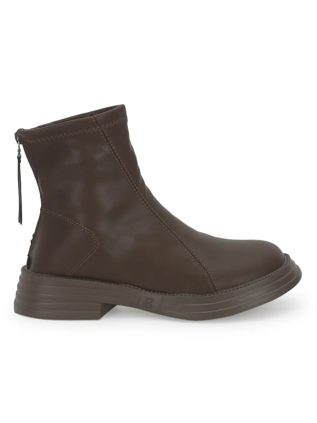 Brown PU High-End-Fashion Stylish Ankle Boots (TC-RS3688-BRO)