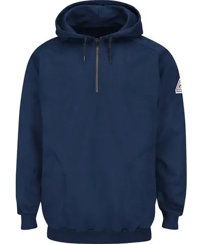 Bulwark Men's Pullover Hooded Fleece Sweatshirt Quarter-Zip