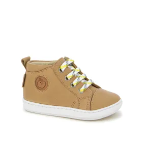 Camel lace-up ankle boots for children by Shoo Pom Boubazip.