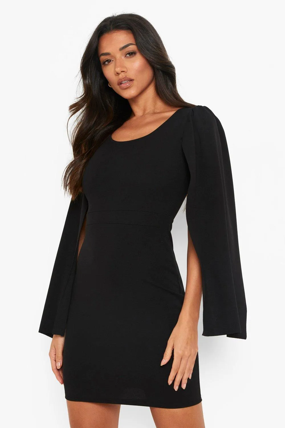 Cape Sleeve Square Neck Mini Dress