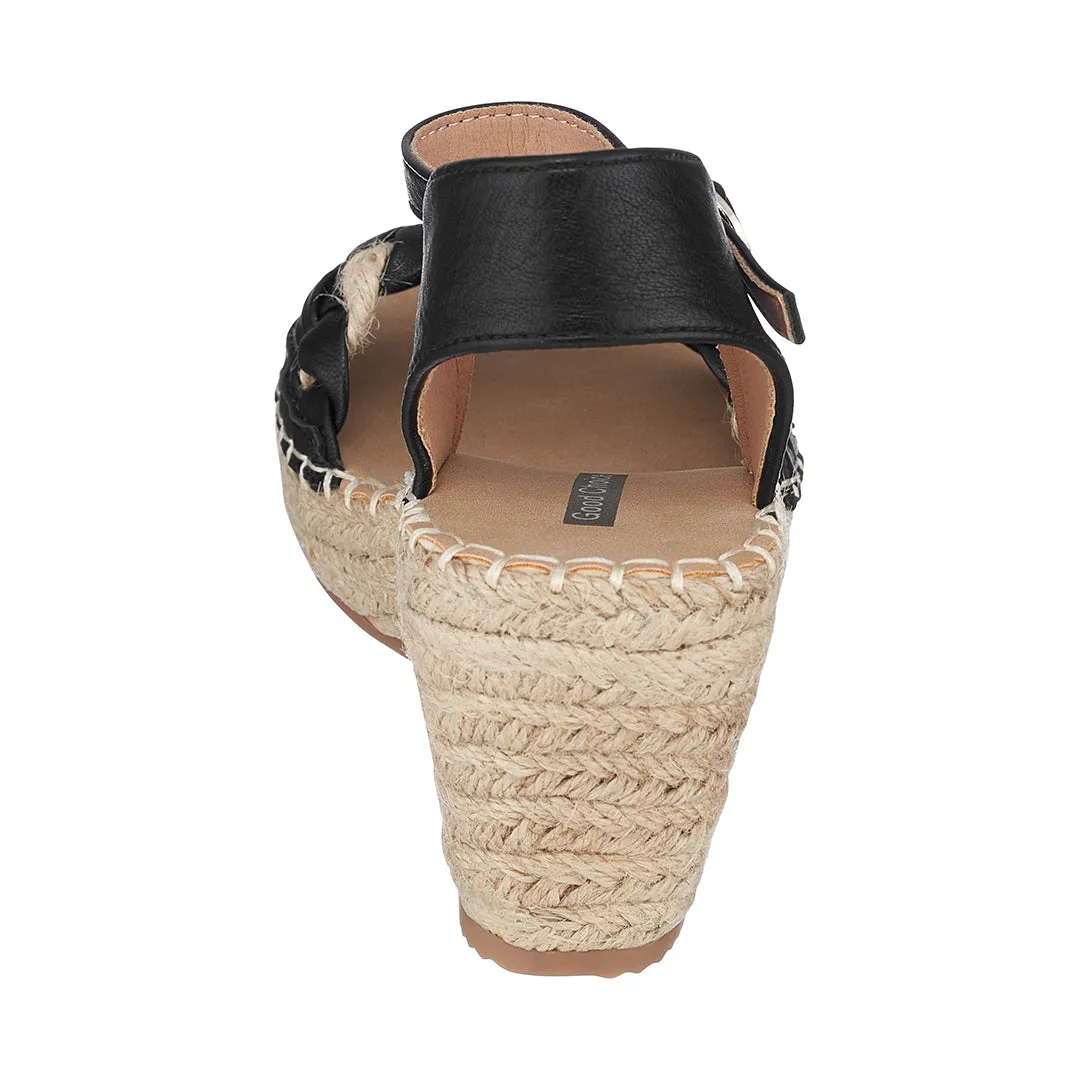 Cati Black Espadrille Wedge Sandals