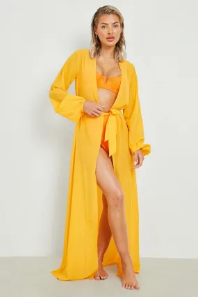 Chiffon Belted Beach Maxi Kimono