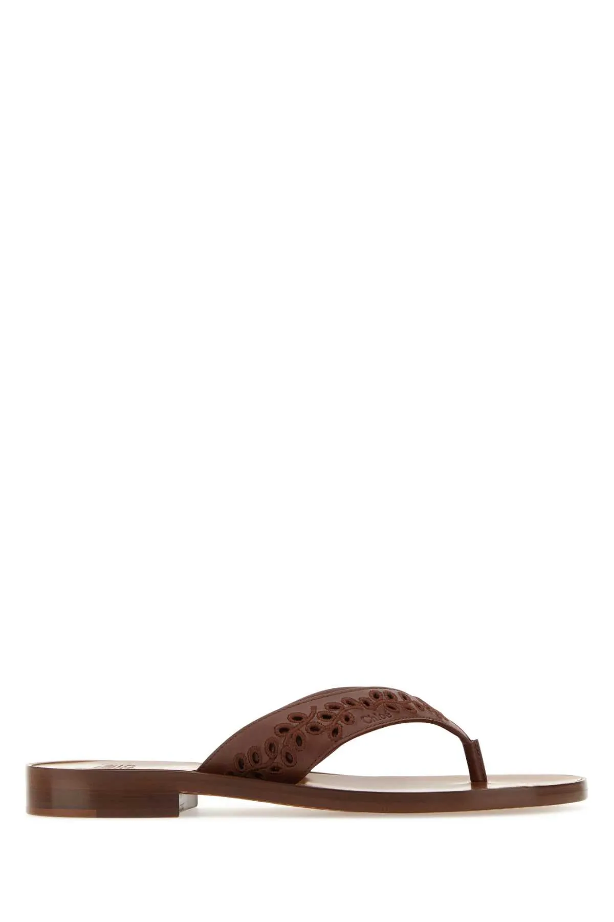 Chloe Brown Leather Paz Chlo X Eres Thong Slippers