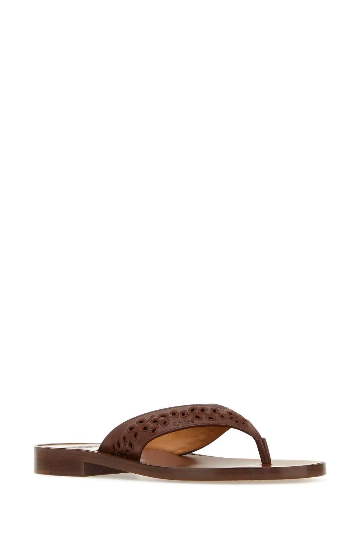 Chloe Brown Leather Paz Chlo X Eres Thong Slippers