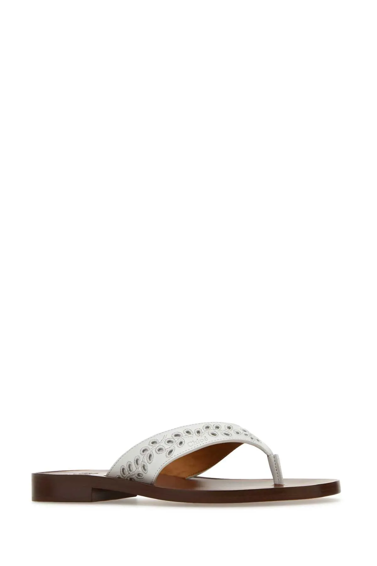 Chloe White Leather Paz Chlo X Eres Thong Slippers