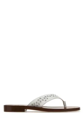 Chloe White Leather Paz Chlo X Eres Thong Slippers