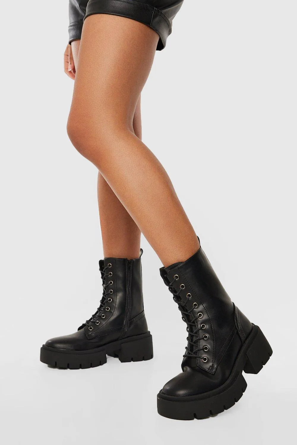 Chunky Heel Combat Boots