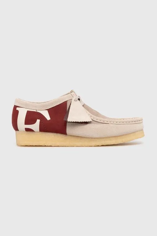 Clarks Originals suede loafers Wallabee Red Combi beige color 26178308