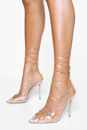 Clear Wrap Up Strappy Court Heels