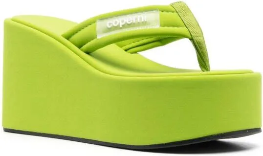 Coperni logo-patch wedge sandals Green