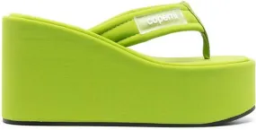 Coperni logo-patch wedge sandals Green