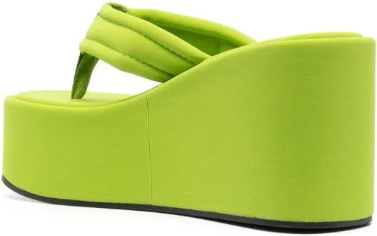 Coperni logo-patch wedge sandals Green