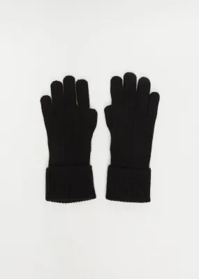 Cuff Rib Cashmere Glove — Black