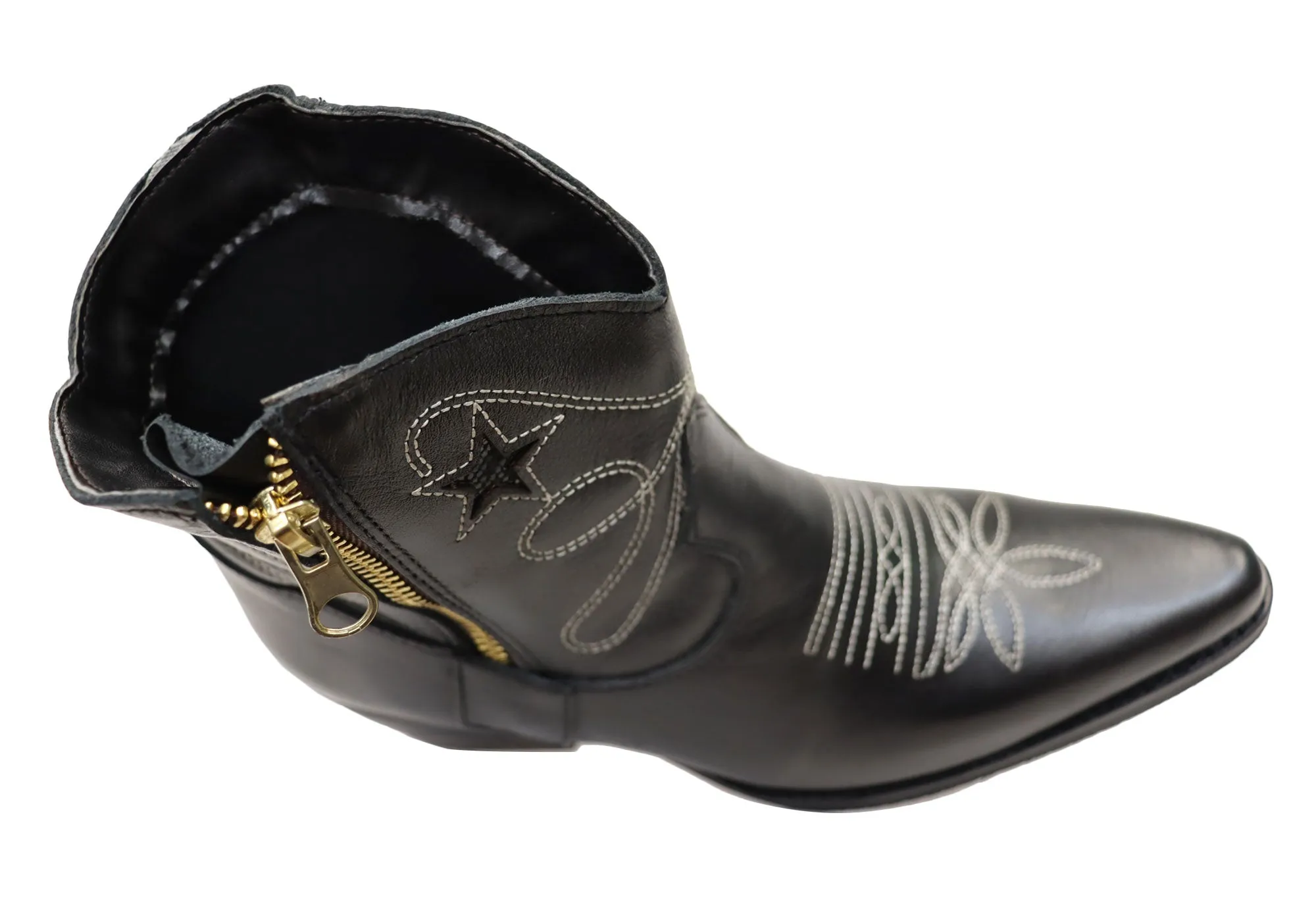 D Milton Daisy Womens Leather Western Cowboy Ankle Boots