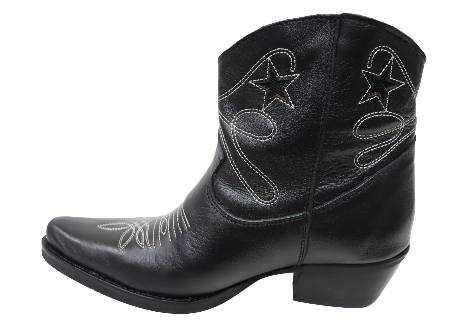 D Milton Daisy Womens Leather Western Cowboy Ankle Boots