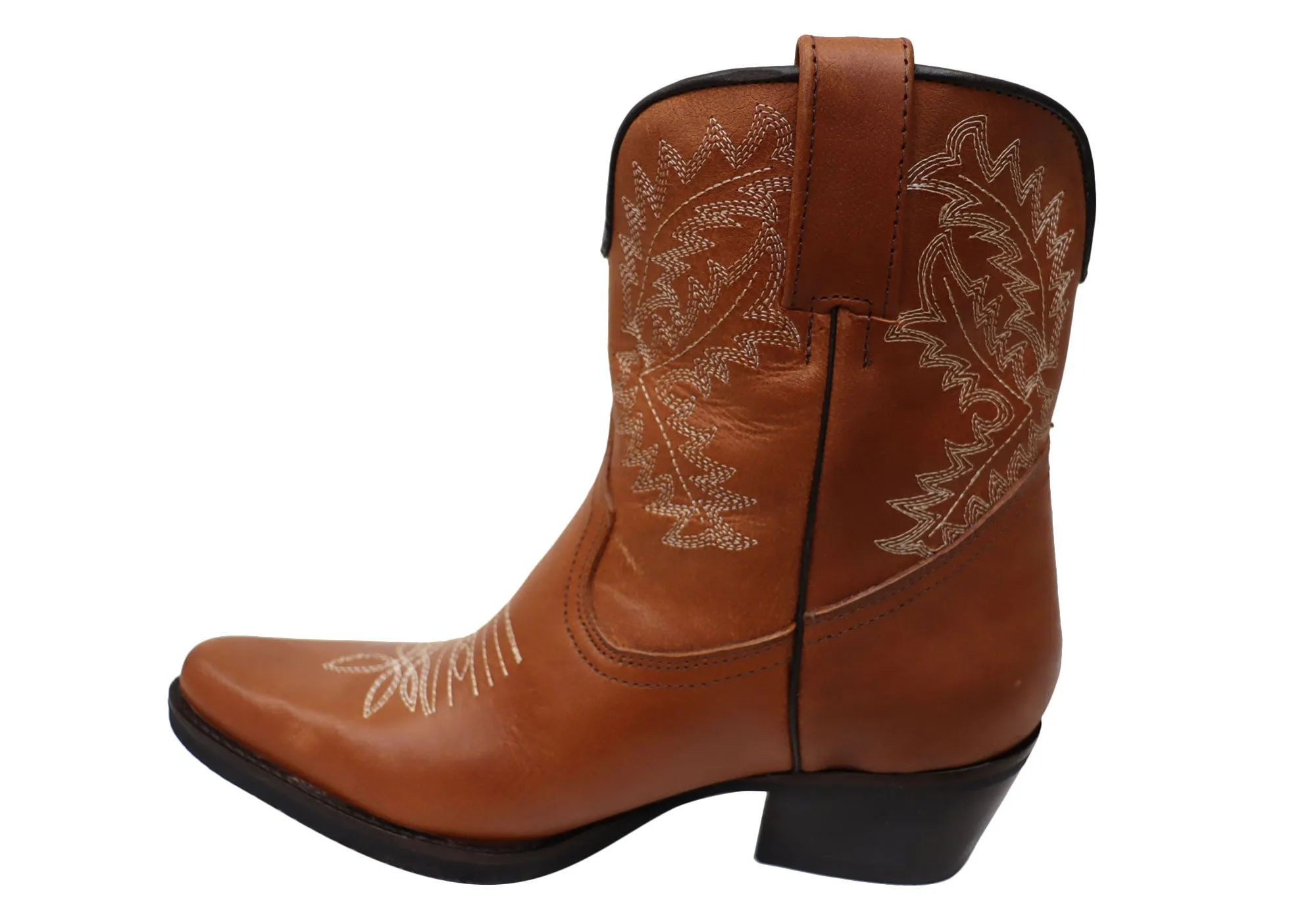 D Milton Edwina Womens Leather Western Cowboy Ankle Boots