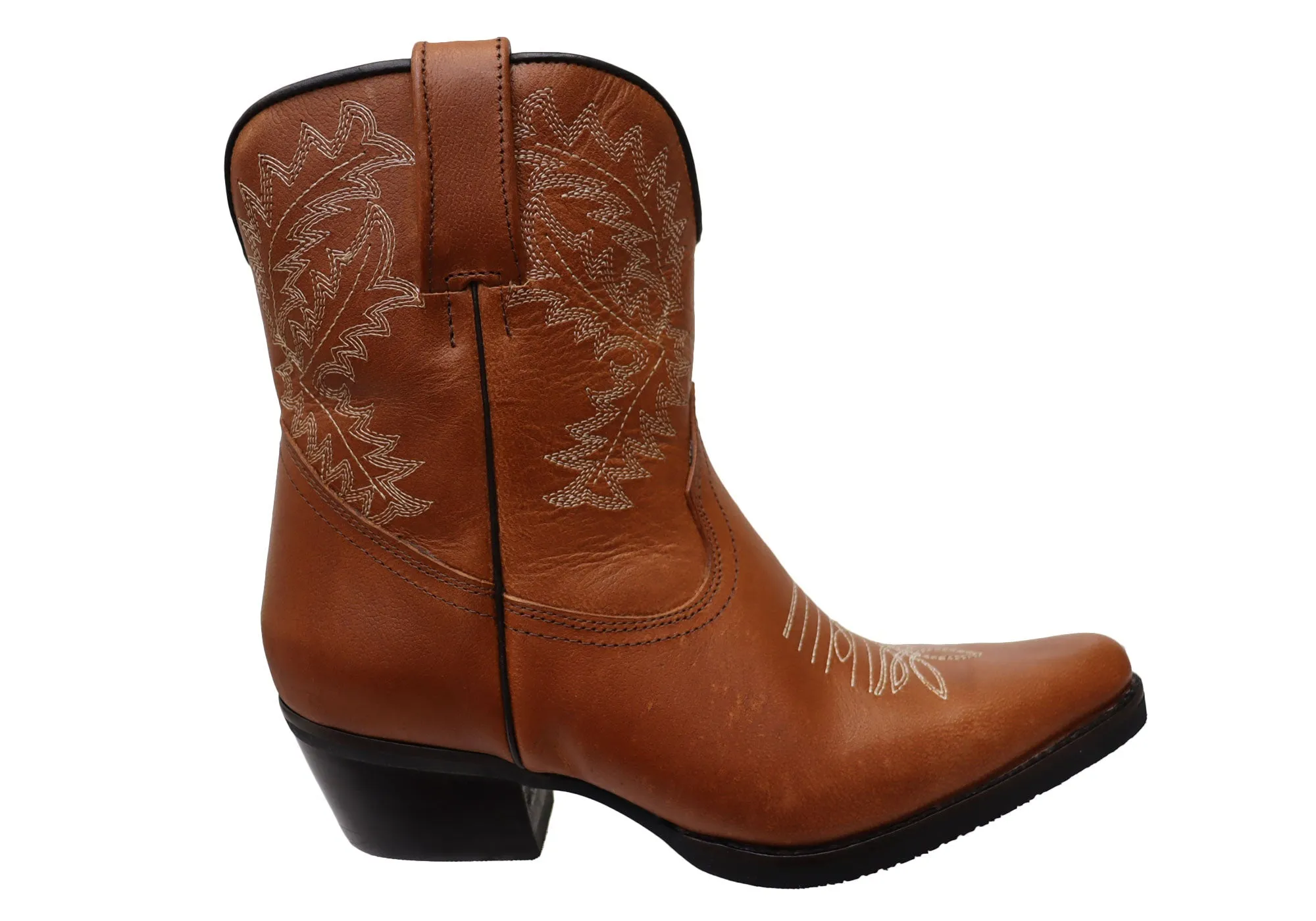 D Milton Edwina Womens Leather Western Cowboy Ankle Boots