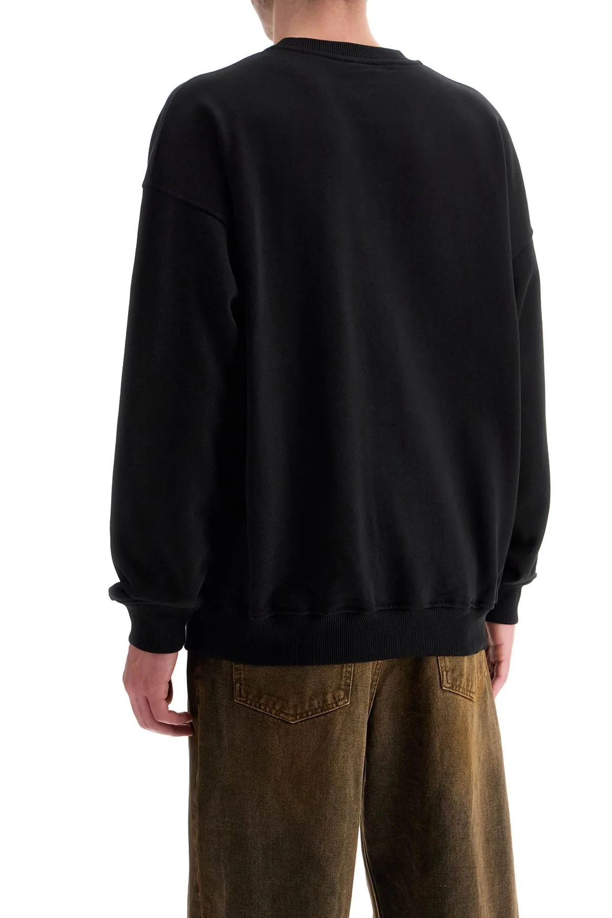 Diesel Black Cotton Sweatshirt With Embroidered  Mart Bigoval Logo