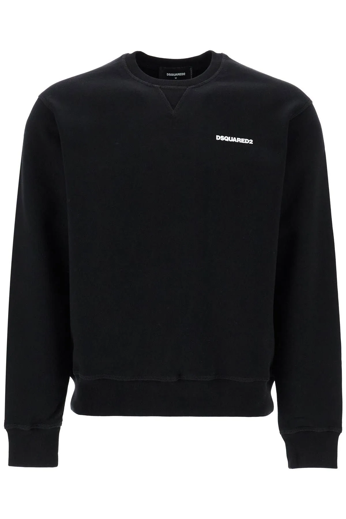 Dsquared2 Black Cotton Crewneck Sweatshirt With Embroidered Logo