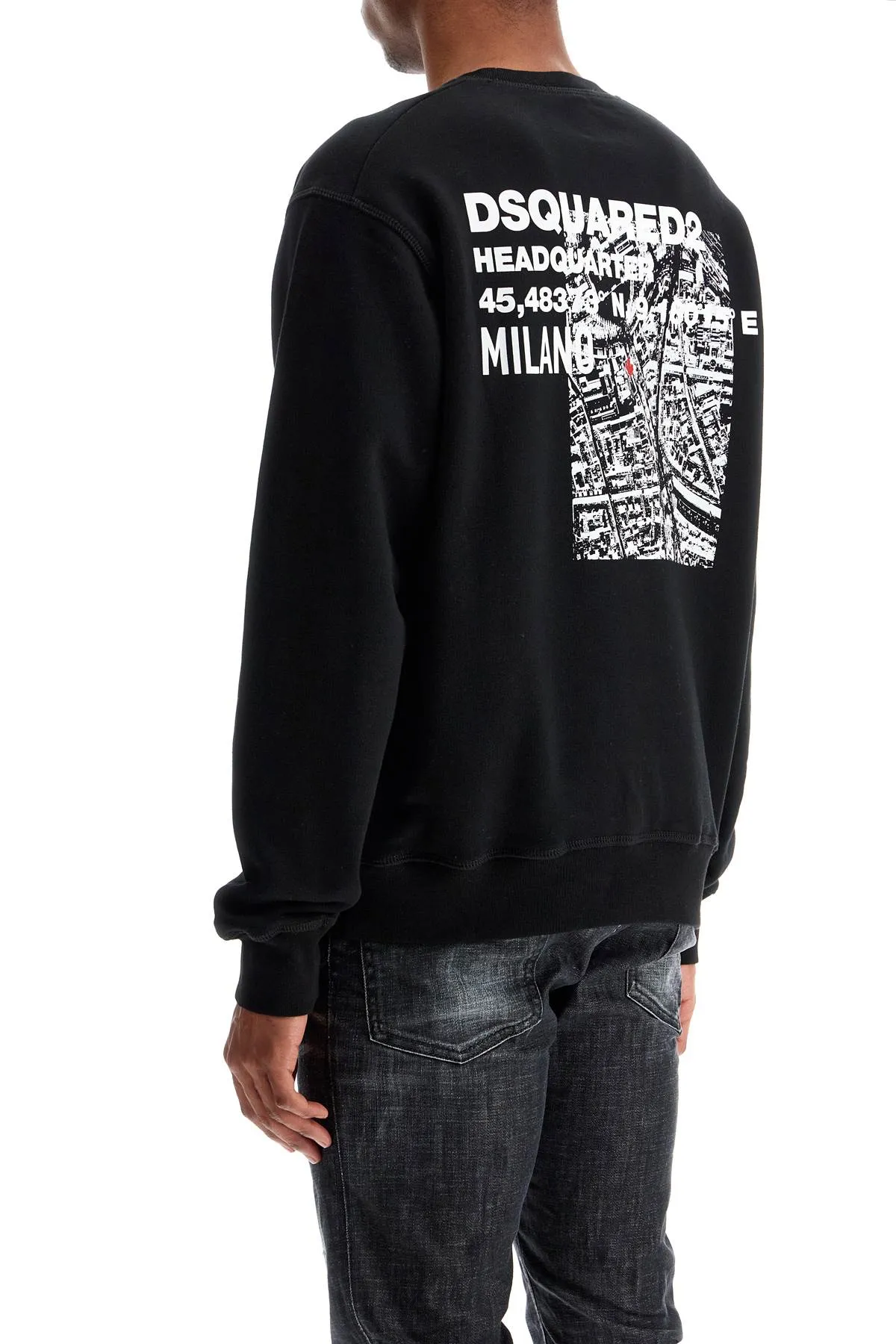 Dsquared2 Black Cotton Crewneck Sweatshirt With Embroidered Logo