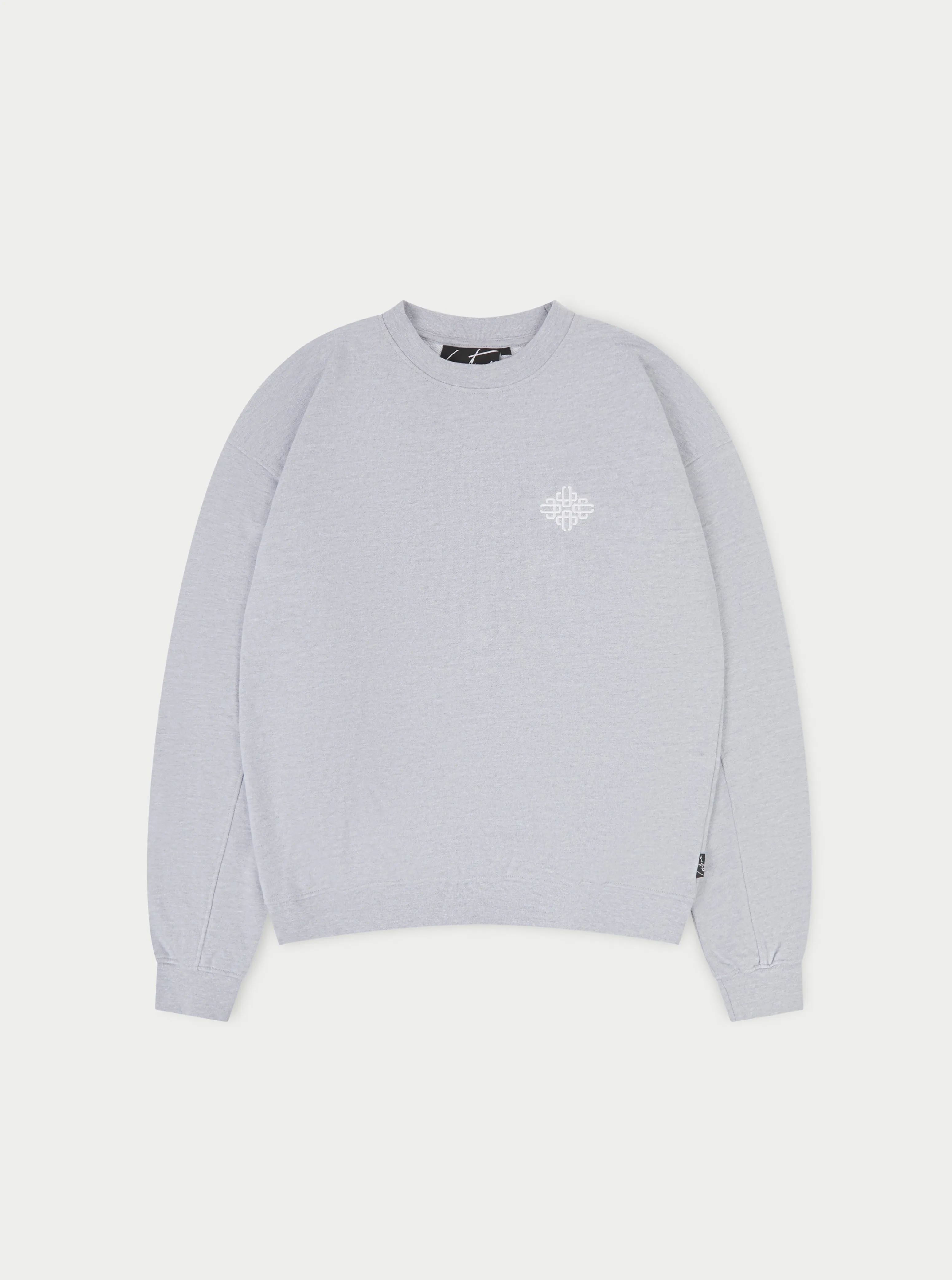 EMBROIDERY EMBLEM SWEATSHIRT - GREY MARL