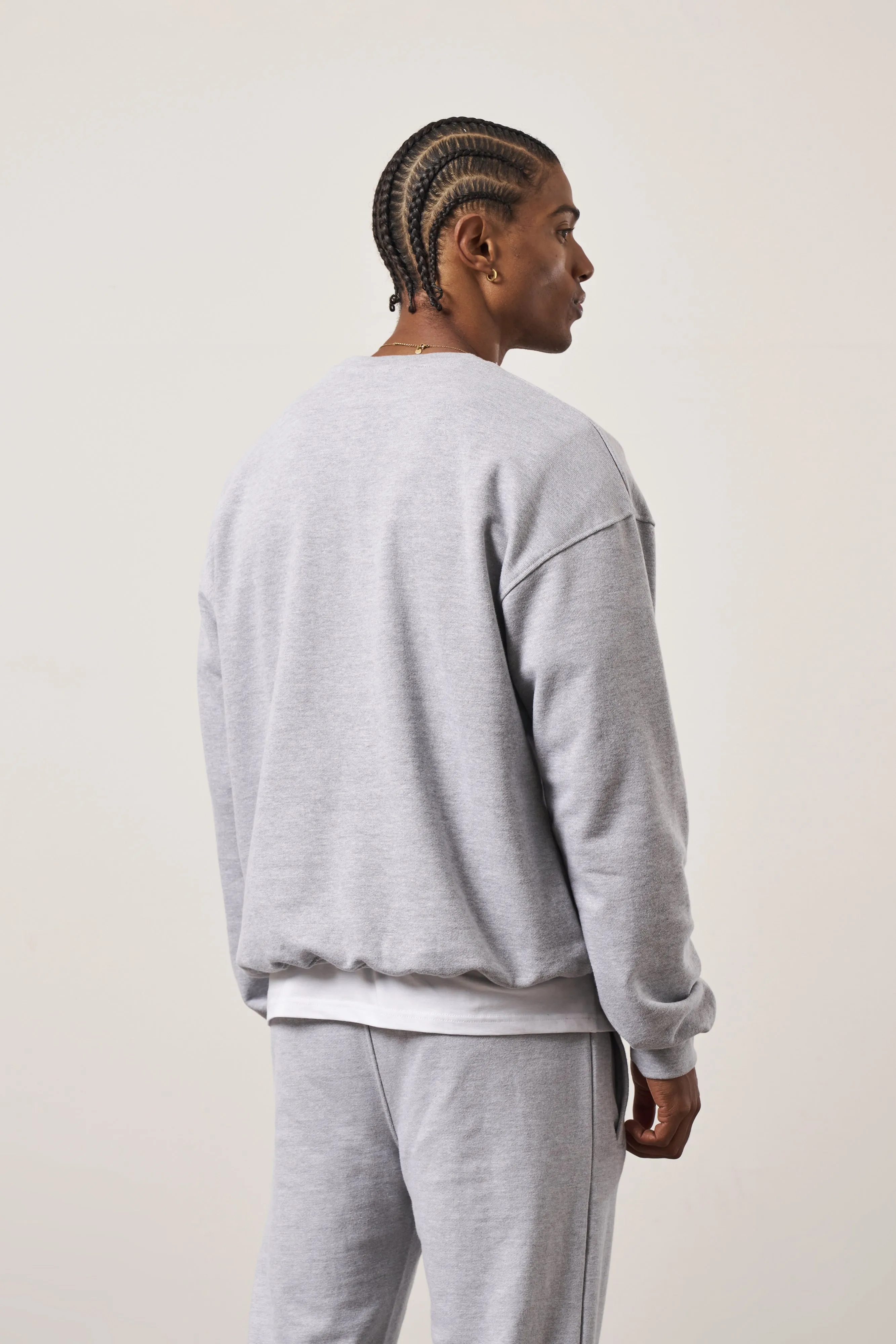 EMBROIDERY EMBLEM SWEATSHIRT - GREY MARL