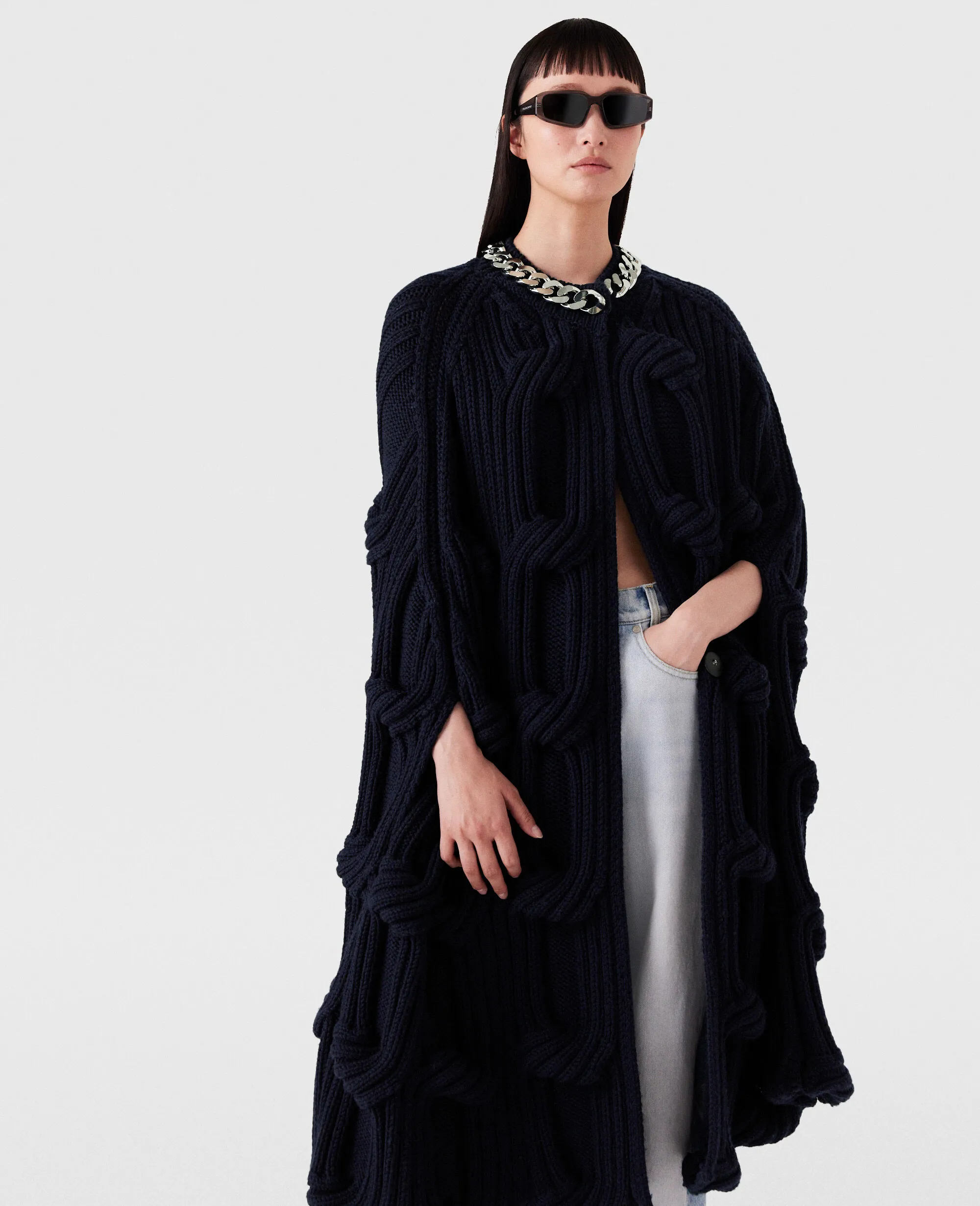 Falabella Chain Cable-Knit Cape