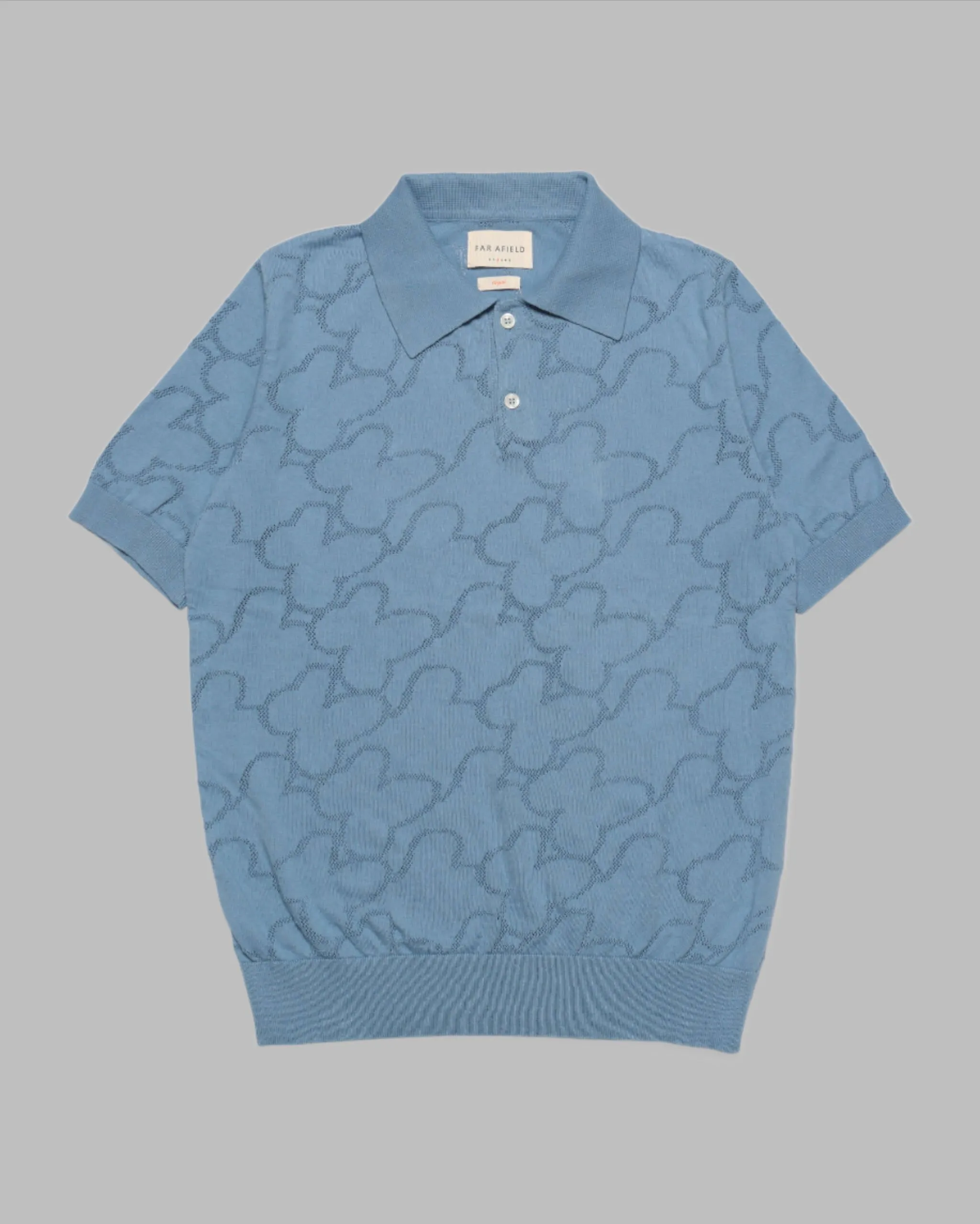 Far Afield Blue Floral Lace Polo Shirt