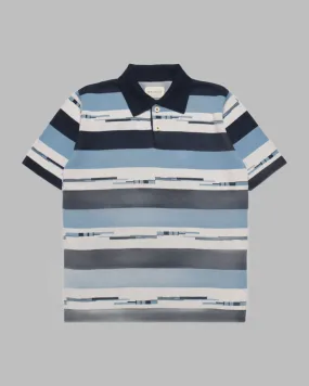 Far Afield KIER Polo Allure Blue Navy Pixel Stripe