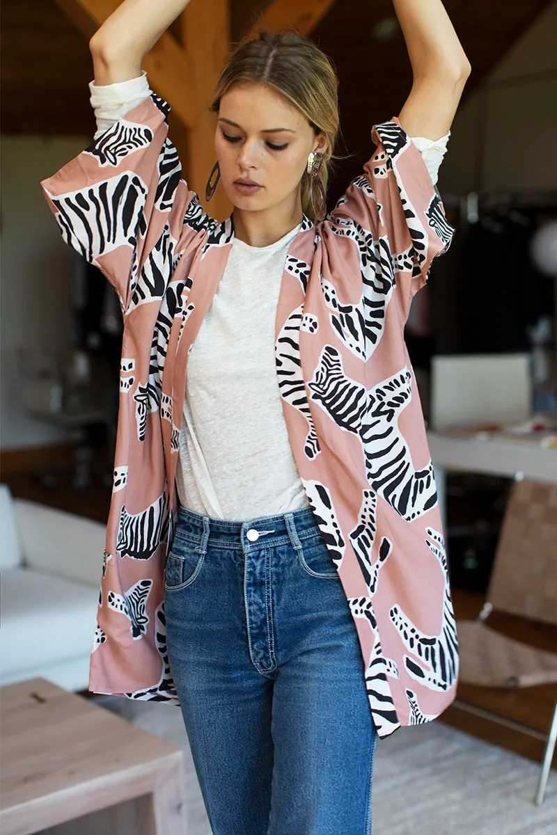 Fete Kimono - Zebra Muted Clay