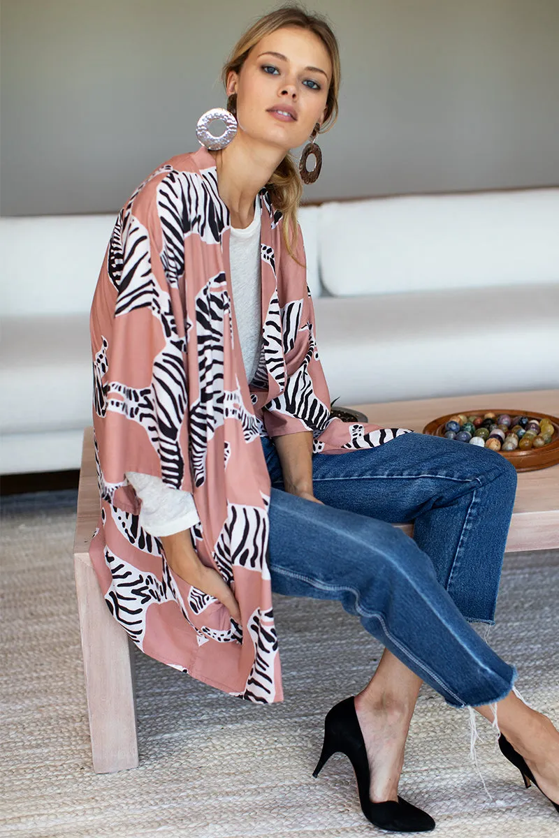 Fete Kimono - Zebra Muted Clay