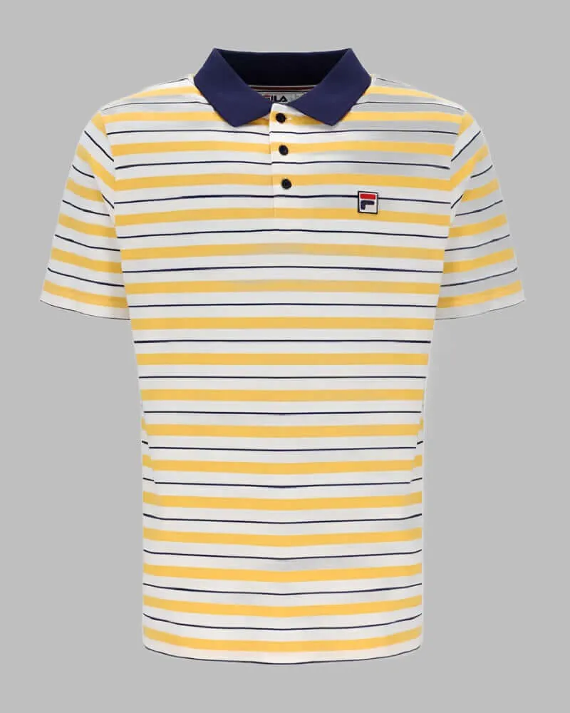 FILA ARLO Striped Polo - Egret/Amber/Navy (Google SEO friendly)